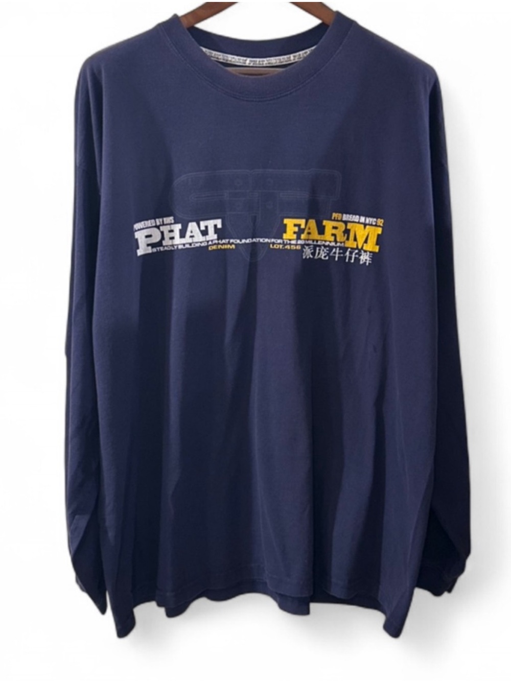 VTG Y2K Phat Farm Navy Long Sleeve Graphic T-shirt Size Men’s XXL